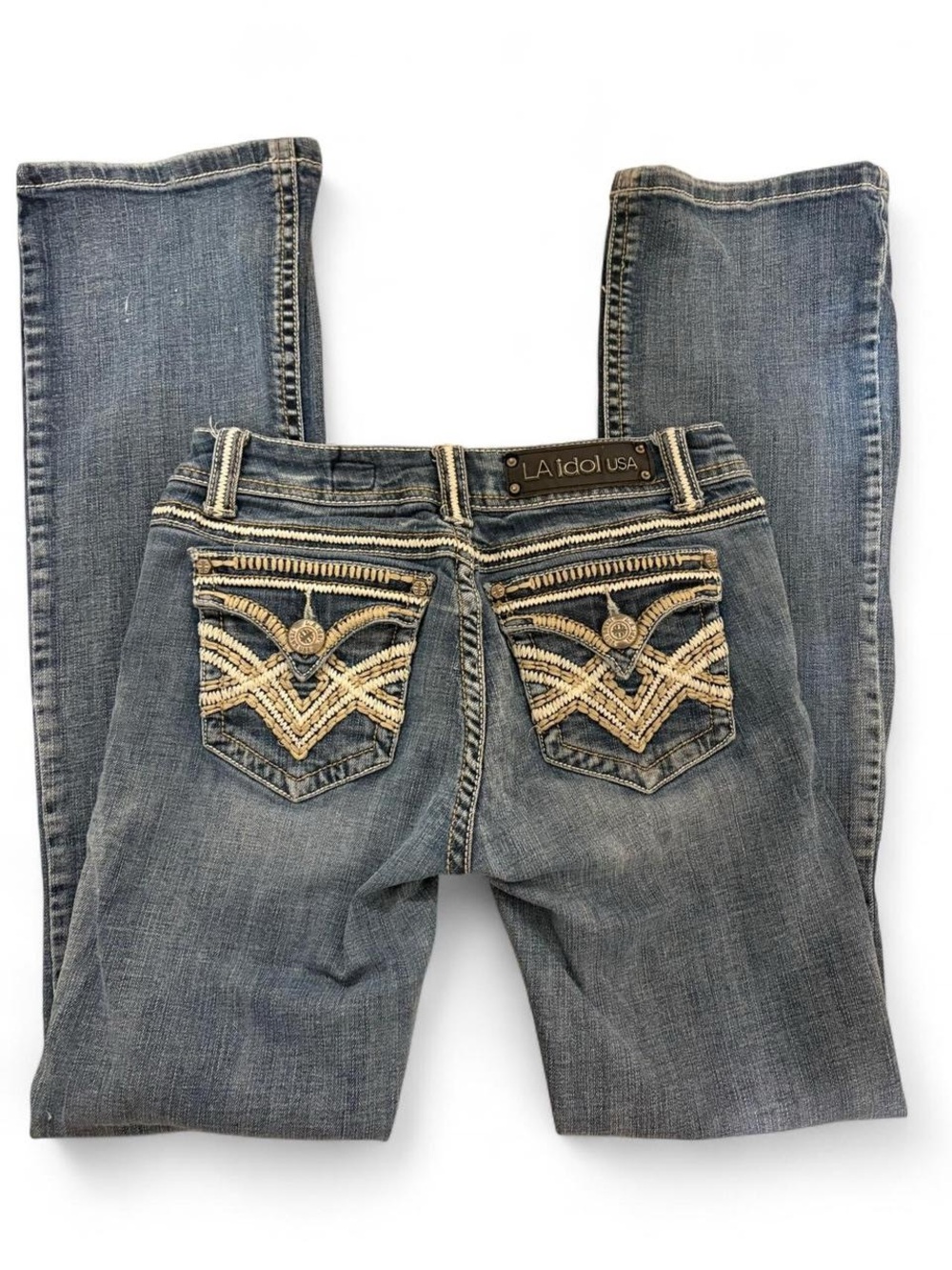 L.A. idol Women's Embroidered Back Pocket Blue Jeans
